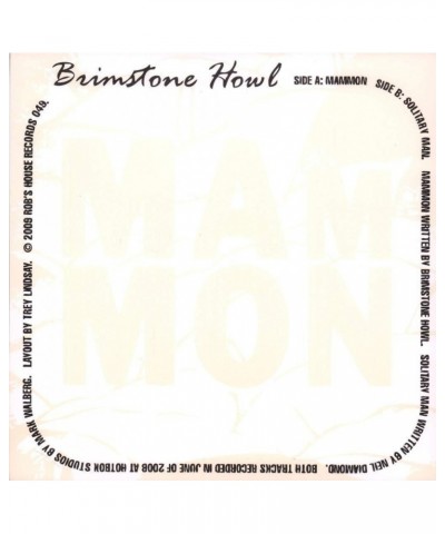 Brimstone Howl ‎– Mammon 7" $2.30 Vinyl