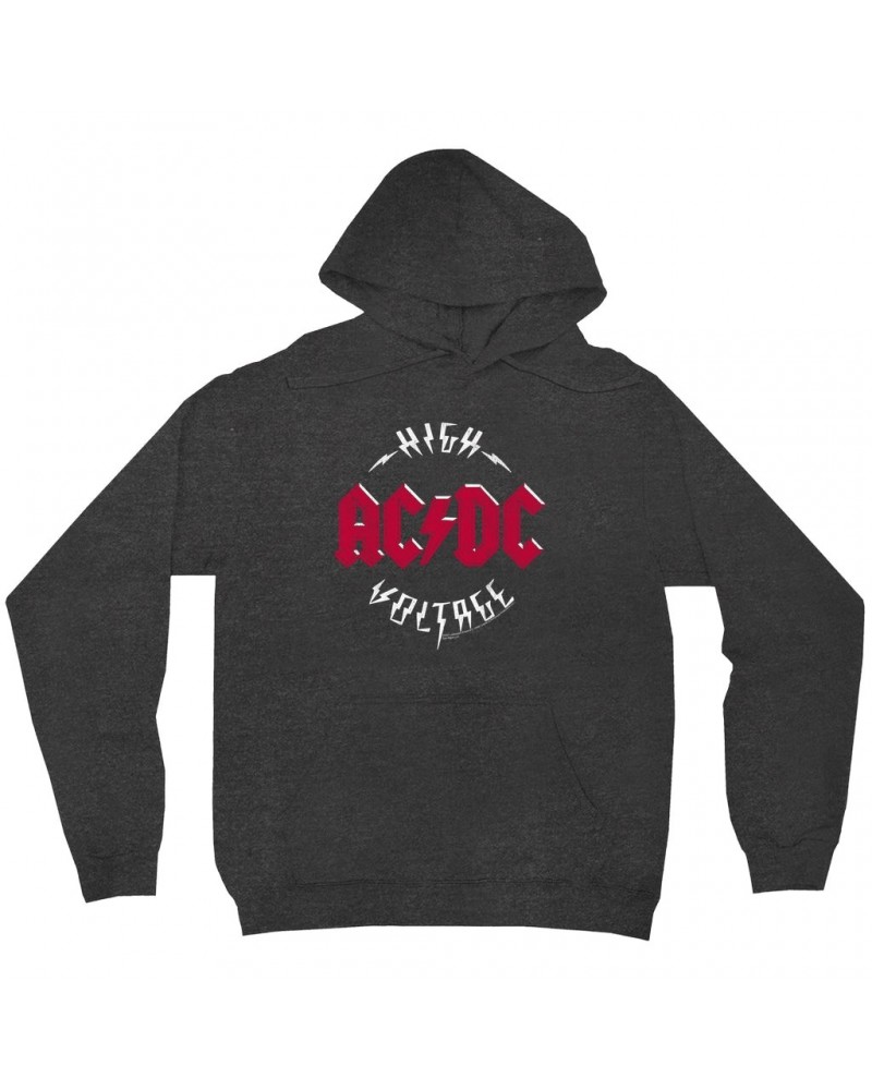 AC/DC Hoodie | High Voltage Red Logo Distressed Hoodie $17.58 Sweatshirts