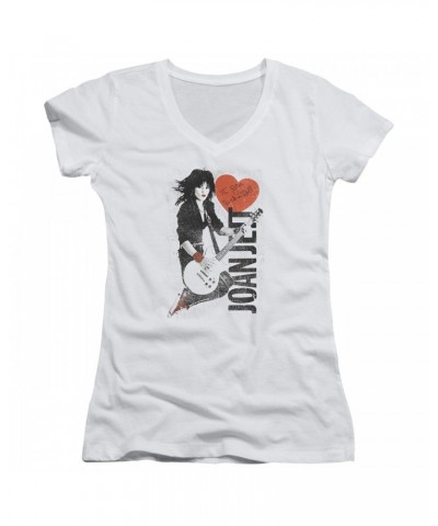 Joan Jett & the Blackhearts Junior's V-Neck Shirt | JUMP JETT Junior's Tee $9.20 Shirts