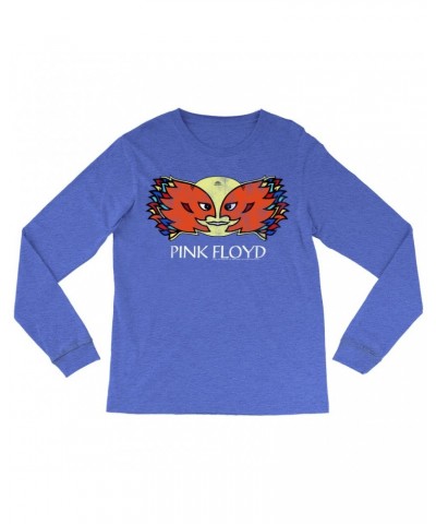 Pink Floyd Heather Long Sleeve Shirt | Airship Blimp 1994 Division Bell Tour Distressed Shirt $11.68 Shirts