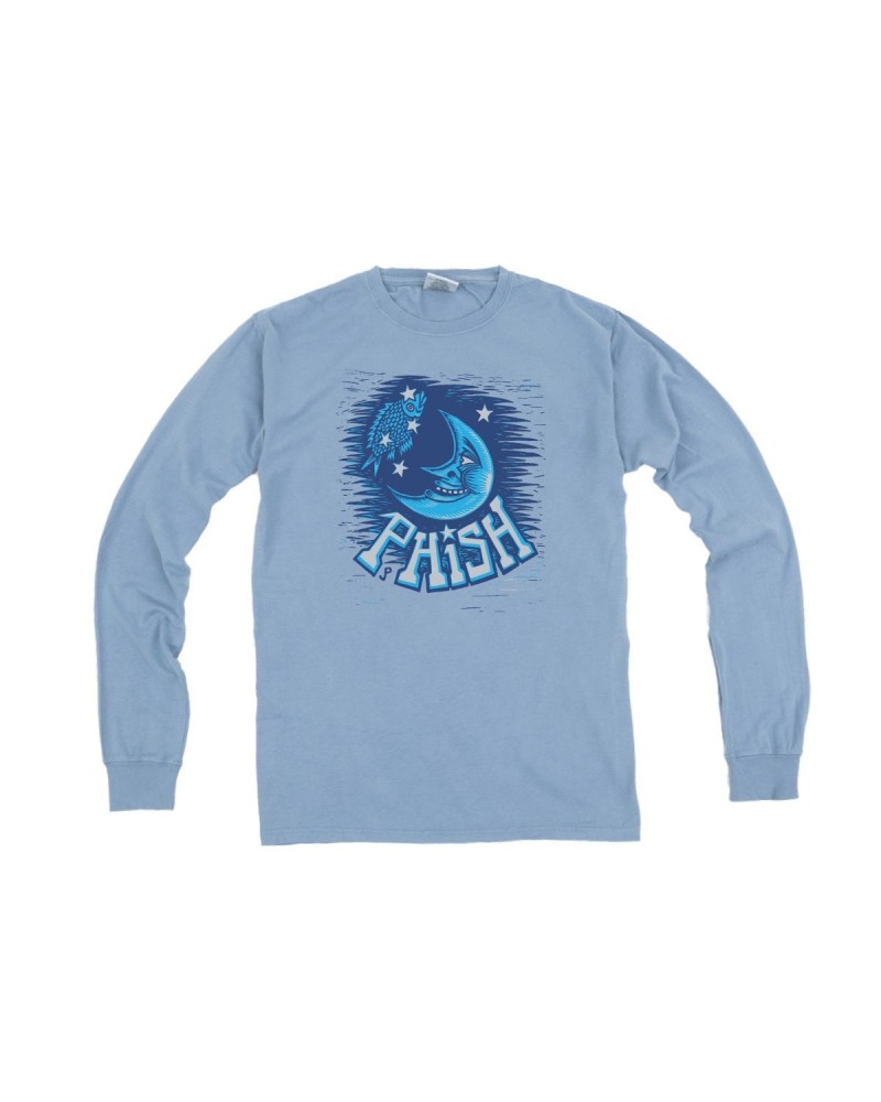 Phish Pollock Moon Longsleeve Heavy Tee on Saltwater Blue $21.60 Shirts