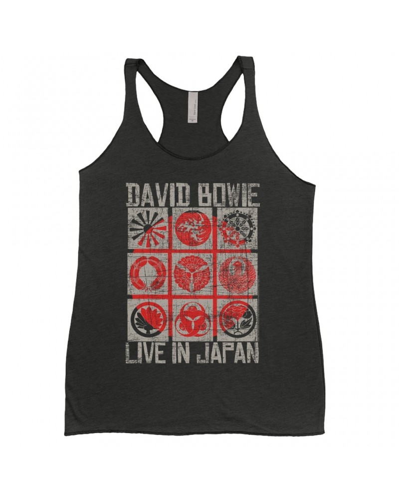 David Bowie Ladies' Tank Top | Reverse Live In Japan Design Distressed Shirt $10.42 Shirts