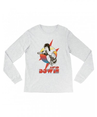 David Bowie Heather Long Sleeve Shirt | Bowie Performing Colorful Design Shirt $11.68 Shirts