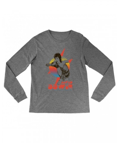 David Bowie Heather Long Sleeve Shirt | Bowie Performing Colorful Design Shirt $11.68 Shirts