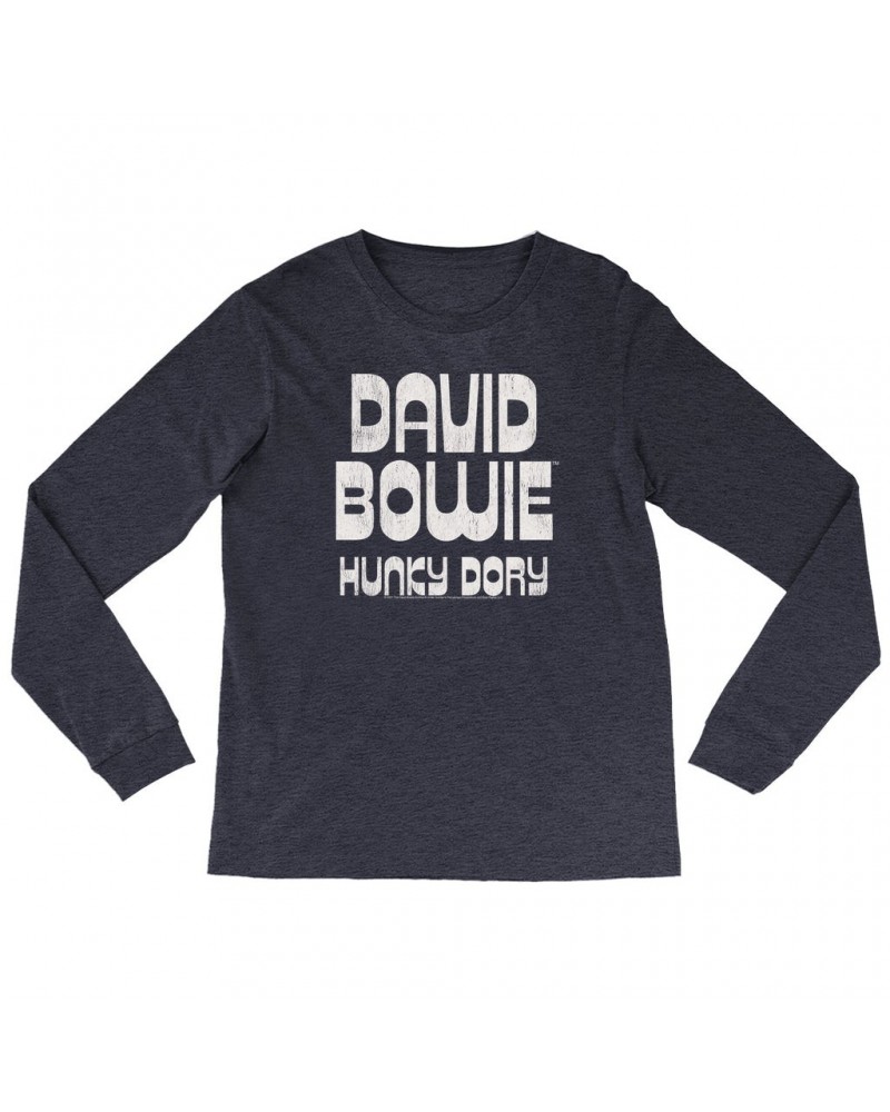 David Bowie Long Sleeve Shirt | Hunky Dory Logo Distressed Shirt $11.98 Shirts