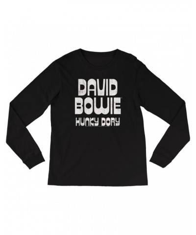 David Bowie Long Sleeve Shirt | Hunky Dory Logo Distressed Shirt $11.98 Shirts