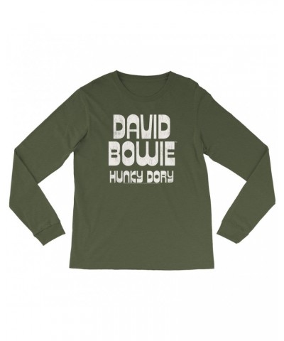 David Bowie Long Sleeve Shirt | Hunky Dory Logo Distressed Shirt $11.98 Shirts