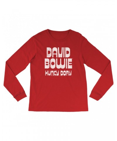 David Bowie Long Sleeve Shirt | Hunky Dory Logo Distressed Shirt $11.98 Shirts