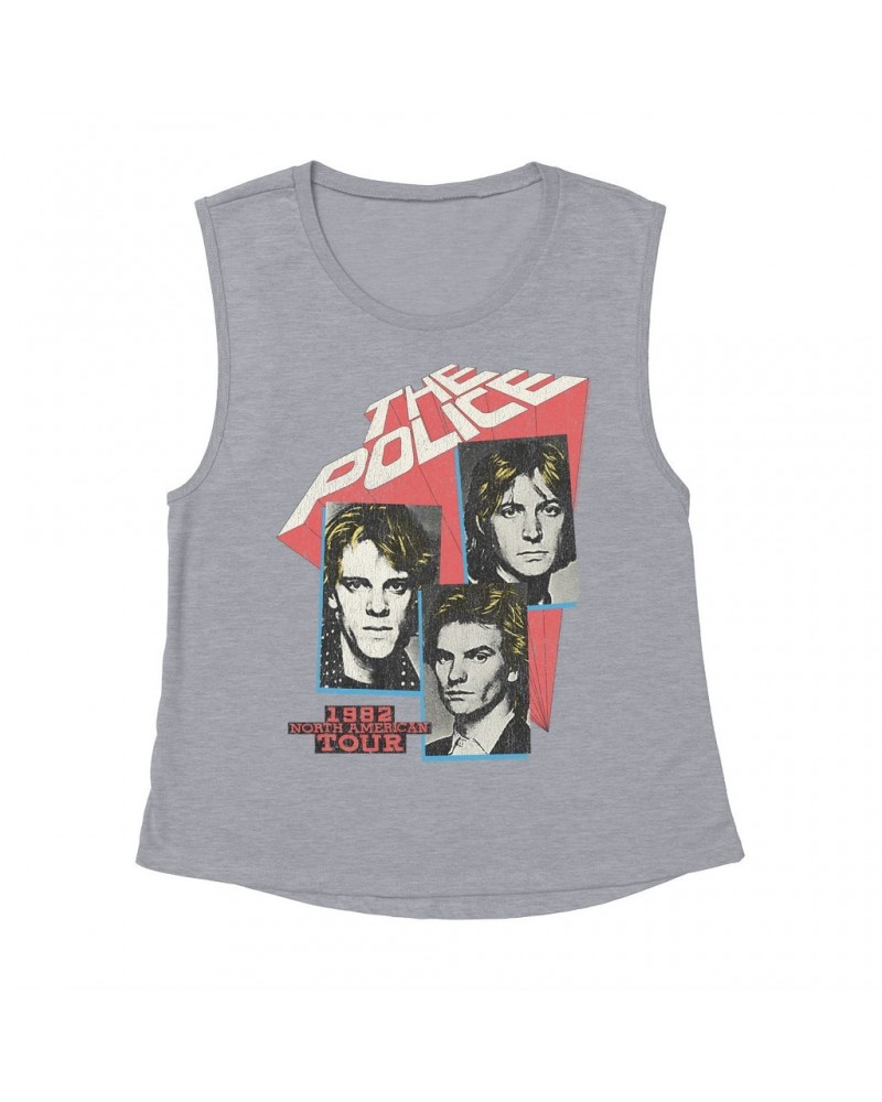 The Police Ladies' Muscle Tank Top | 1982 North American Tour Distressed Shirt $14.83 Shirts