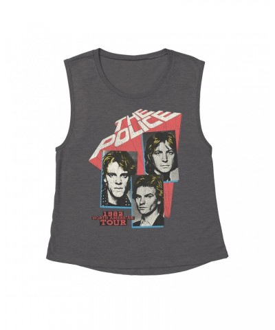 The Police Ladies' Muscle Tank Top | 1982 North American Tour Distressed Shirt $14.83 Shirts