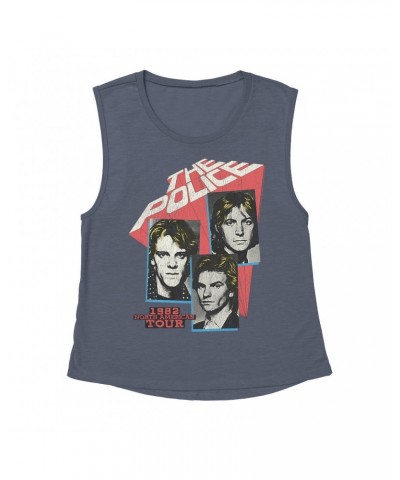 The Police Ladies' Muscle Tank Top | 1982 North American Tour Distressed Shirt $14.83 Shirts