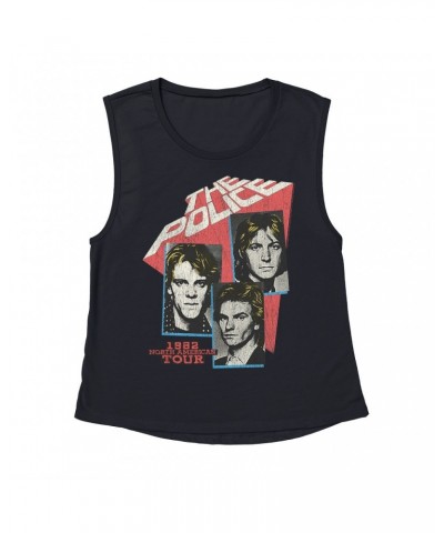 The Police Ladies' Muscle Tank Top | 1982 North American Tour Distressed Shirt $14.83 Shirts