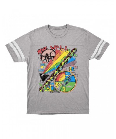 Pink Floyd T-Shirt | The Wall U.S. Tour Sketch Distressed Football Shirt $16.15 Shirts