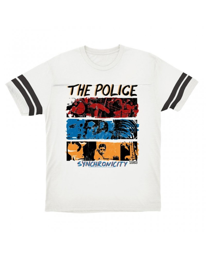 The Police T-Shirt | 1983 Synchronicity Tour Distressed Football Shirt $15.82 Shirts