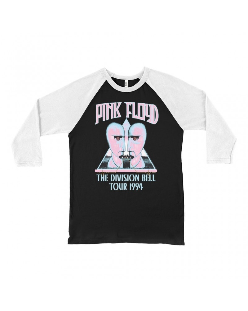 Pink Floyd 3/4 Sleeve Baseball Tee | Colorful Division Bell 1994 Tour Design Shirt $13.48 Shirts