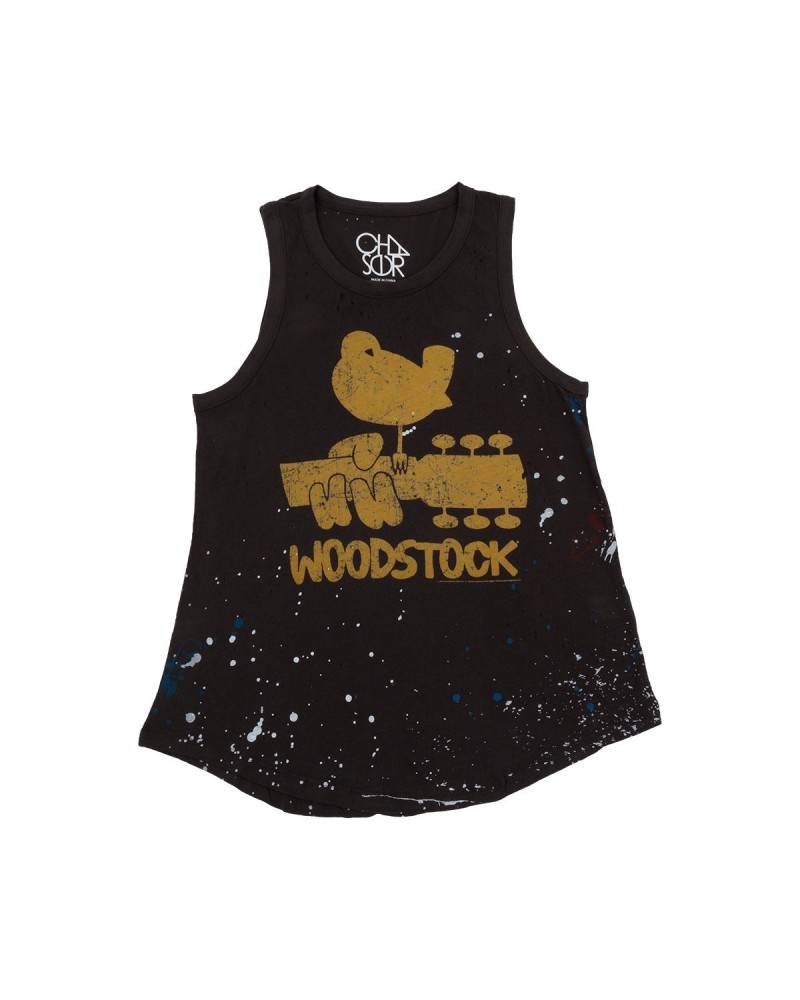 Woodstock Splattered Paint Logo Distressed Tank Top $2.30 Shirts