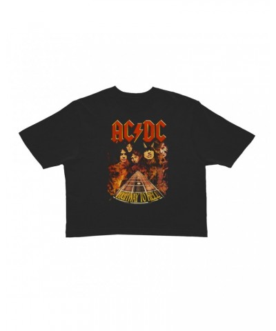 AC/DC Ladies' Crop Tee | Highway To Hell In Flames Crop T-shirt $10.78 Shirts