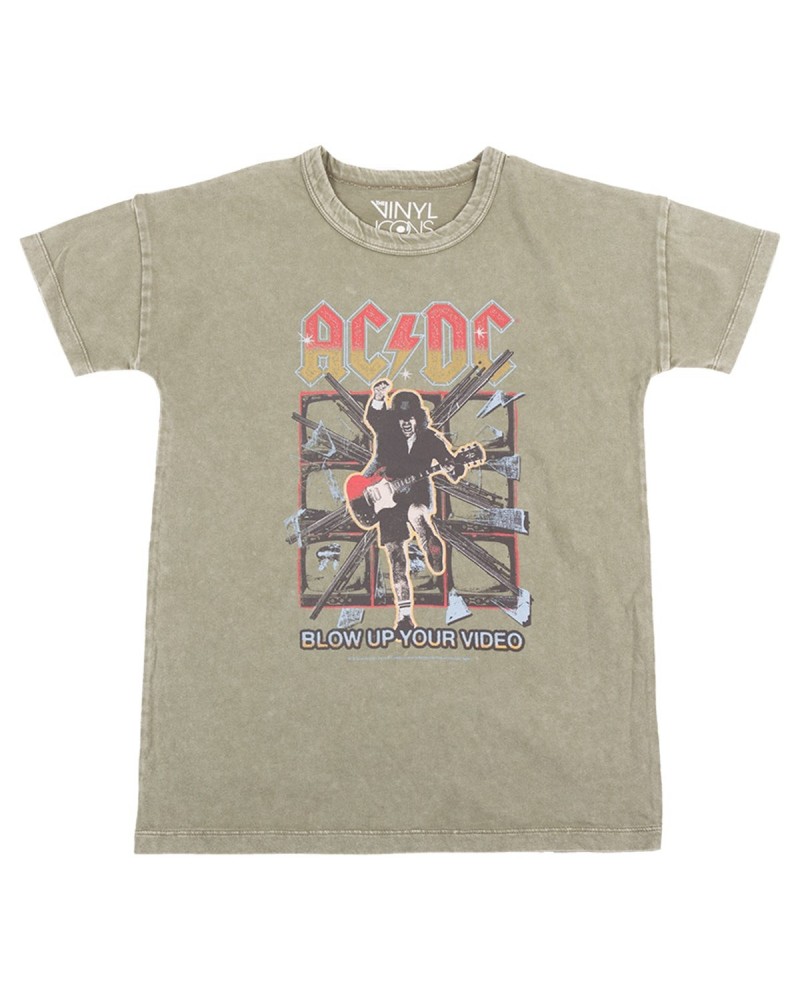 AC/DC Blow Up Your Video Olive Green Kids Tee $5.13 Kids